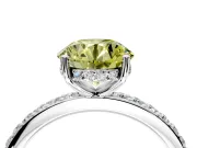 Solitaire Engagement Ring Setting for Fancy Yellow Round Cut Center with Fine Pave Band and Prong Head in Platinum