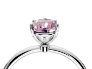 Solitaire Engagement Ring Setting for Fancy Pink Pear-Shaped Center with Straight Thin Band and Prong Head in Sterling Silver