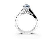 Solitaire Engagement Ring Setting for Fancy Blue Pear-Shaped Center with Channel Band and Double Claw Prong Head in Platinum