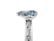 Solitaire Engagement Ring Setting for Fancy Blue Pear-Shaped Center with Channel Baguette Band and Prong Head in Sterling Silver