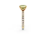 Solitaire Engagement Ring Setting for Fancy Yellow Asscher Cut Center with Fine Pave Band and Claw Prong Head in Yellow Gold