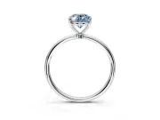 Solitaire Engagement Ring Setting for Fancy Blue Oval Center with Straight Thin Band and Prong Head in Sterling Silver