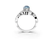 Halo Engagement Ring Setting for Fancy Blue Marquise Center with Pave Infinity Twist Band and Prong Head in Platinum
