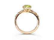 Solitaire Engagement Ring Setting for Fancy Yellow Cushion Cut Center with Trailing Leaf Accent Band and Prong Head in Rose Gold