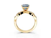 Solitaire Engagement Ring Setting for Fancy Blue Princess Cut Center with Criss-Cross Accent Band and Prong Head in Yellow Gold