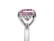 Solitaire Engagement Ring Setting for Fancy Pink Princess Cut Center with Fine Wire Band and Prong Head in Sterling Silver