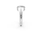 Halo Engagement Ring Setting for Radiant Cut Center with Tapered Plain Band and Prong Head in Platinum