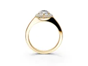 Halo Engagement Ring Setting for Marquise Center with Plain Tapered Band and Prong Head in Yellow Gold