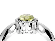 Halo Engagement Ring Setting for Fancy Yellow Pear-Shaped Center with Tapered Plain Band and Prong Head in Platinum