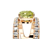 Solitaire Engagement Ring Setting for Fancy Yellow Cushion Cut Center with Wide-Open Split Shank and Prong Head in Rose Gold