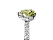Solitaire Engagement Ring Setting for Fancy Yellow Heart-Shaped Center with Fine Pave Band and Prong Head in Platinum