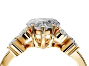 Floral Engagement Ring Setting for Heart-Shaped Center with Marquise Cluster Shoulders and Prong Head in Yellow Gold