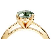 Solitaire Engagement Ring Setting for Fancy Green Oval Center with Basket Rail and Prong Head in Yellow Gold