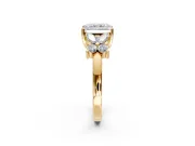 Floral Engagement Ring Setting for Radiant Cut Center with Marquise Cluster Shoulders and Prong Head in Yellow Gold