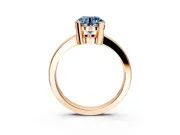 Solitaire Engagement Ring Setting for Fancy Blue Round Cut Center with Plain Band and Flat Tab Prong Head in Rose Gold