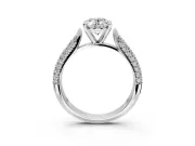Solitaire Engagement Ring Setting for Oval Center with Multi-Row Accents and Prong Head in Platinum