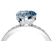 Milgrain Pave Engagement Ring Setting for Fancy Blue Heart-Shaped Center with Accent Band and Prong Head in Platinum
