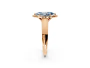 Halo Engagement Ring Setting for Fancy Blue Marquise Center with Knife Ridge Cathedral Band and Prong Head in Rose Gold