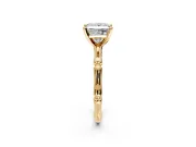 Solitaire Engagement Ring Setting for Princess Cut Center with Bamboo Band and Prong Head in Yellow Gold