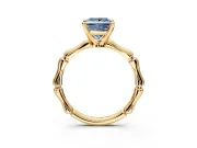 Solitaire Engagement Ring Setting for Fancy Blue Princess Cut Center with Bamboo Band and Prong Head in Yellow Gold
