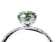 Solitaire Engagement Ring Setting for Fancy Green Oval Center with Micro Pave Band and Prong Head in Sterling Silver