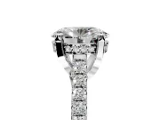 Solitaire Engagement Ring Setting for Oval Center with Widening Pave Band and Claw Prong Head in White Gold