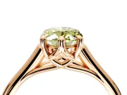Solitaire Engagement Ring Setting for Fancy Yellow Oval Center with Cathedral Band and Prong Head in Rose Gold