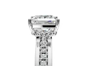 Solitaire Engagement Ring Setting for Princess Cut Center with Raised Channel Band and Prong Head in Platinum