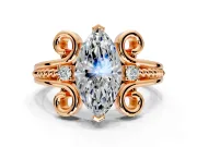 Solitaire Engagement Ring Setting for Marquise Center with Twisted Band and Scroll Prong Head in Rose Gold