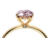 Solitaire Engagement Ring Setting for Fancy Pink Oval Center with Straight Thin Band and Prong Head in Yellow Gold