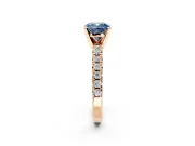 Solitaire Engagement Ring Setting for Fancy Blue Cushion Cut Center with Large Accents and Prong Head in Rose Gold