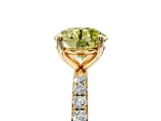 Solitaire Engagement Ring Setting for Fancy Yellow Round Cut Center with Micro Pave Band and Prong Head in Yellow Gold