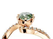 Solitaire Engagement Ring Setting for Fancy Green Marquise Center with Pave Bypass Swirl Band and Prong Head in Rose Gold