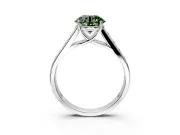 Solitaire Engagement Ring Setting for Fancy Green Round Cut Center with Cathedral Channel Band and Prong Head in Sterling Silver