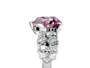 Cluster Engagement Ring Setting for Fancy Pink Heart-Shaped Center with 2-Row Shoulder Clusters and Prong Head in Sterling Silver