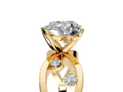 Solitaire Engagement Ring Setting for Heart-Shaped Center with Criss-Cross Accent Band and Prong Head in Yellow Gold