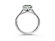 Solitaire Engagement Ring Setting for Fancy Green Asscher Cut Center with Cathedral Band and Prong Head in Platinum