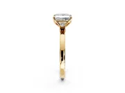 Solitaire Engagement Ring Setting for Princess Cut Center with Thin Rounded Plain Band and Prong Head in Yellow Gold