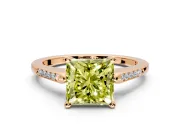 Solitaire Engagement Ring Setting for Fancy Yellow Princess Cut Center with Channel Accents and Prong Head in Rose Gold