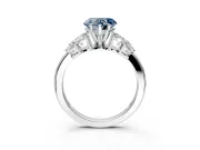 Leaf Cluster Engagement Ring Setting for Fancy Blue Heart-Shaped Center with Marquise Accents and Prong Head in Sterling Silver
