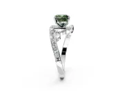 Solitaire Engagement Ring Setting for Fancy Green Cushion Cut Center with Filigree Band and Prong Head in White Gold