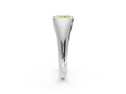 Tension Engagement Ring Setting for Fancy Yellow Radiant Cut Center with Wide Tapered Band and Tension Head in Platinum