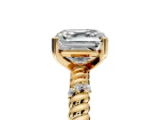 Rope Engagement Ring Setting for Asscher Cut Center with Accent Shoulders and Prong Head in Yellow Gold