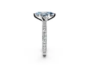 Solitaire Engagement Ring Setting for Fancy Blue Marquise Center with Milgrain-Edged Pave Band and Prong Head in Sterling Silver