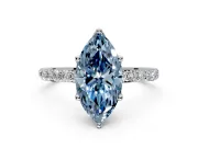 Solitaire Engagement Ring Setting for Fancy Blue Marquise Center with Fine Pave Accents and Prong Head in Platinum