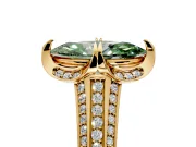 Solitaire Engagement Ring Setting for Fancy Green Marquise Center with Accented Split Shank and Prong Head in Yellow Gold