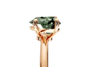 Minimalist Solitaire Engagement Ring Setting for Fancy Green Heart-Shaped Center with Thin Band and Prong Head in Rose Gold