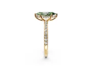 Solitaire Engagement Ring Setting for Fancy Green Marquise Center with Fine Pave Band and Prong Head in Yellow Gold