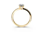 Solitaire Engagement Ring Setting for Emerald Cut Center with Large Accent Band and Prong Head in Yellow Gold