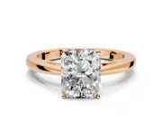 Solitaire Engagement Ring Setting for Radiant Cut Center with Open Cathedral Shoulders and Prong Head in Rose Gold